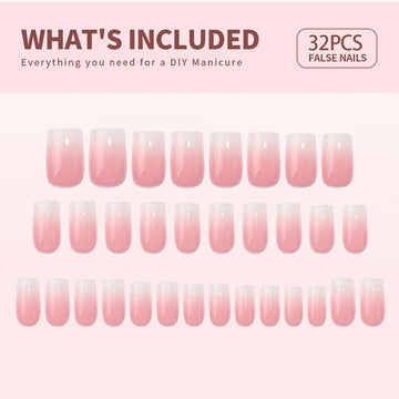 Curvlife Bling Uñas Postizas de Forma Ataúd, kit incluye limas y adhesivos Jelly Glue.