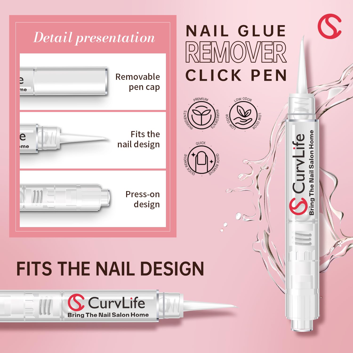 Curvlife bolígrafo-serum de aplicación precisa para un ajuste limpio.