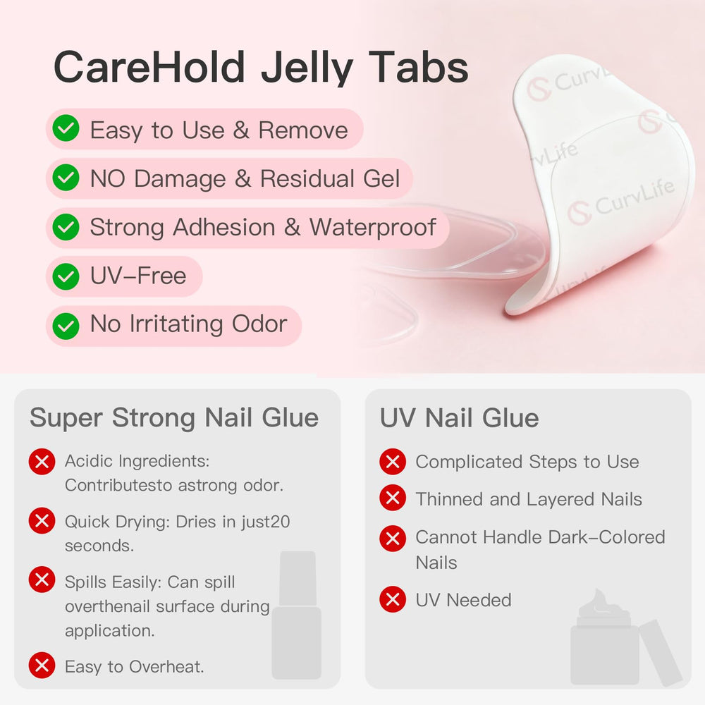 CurvLife CareHold Pro aplicación rápida en casa con tiras pre-cortadas y doble cara.