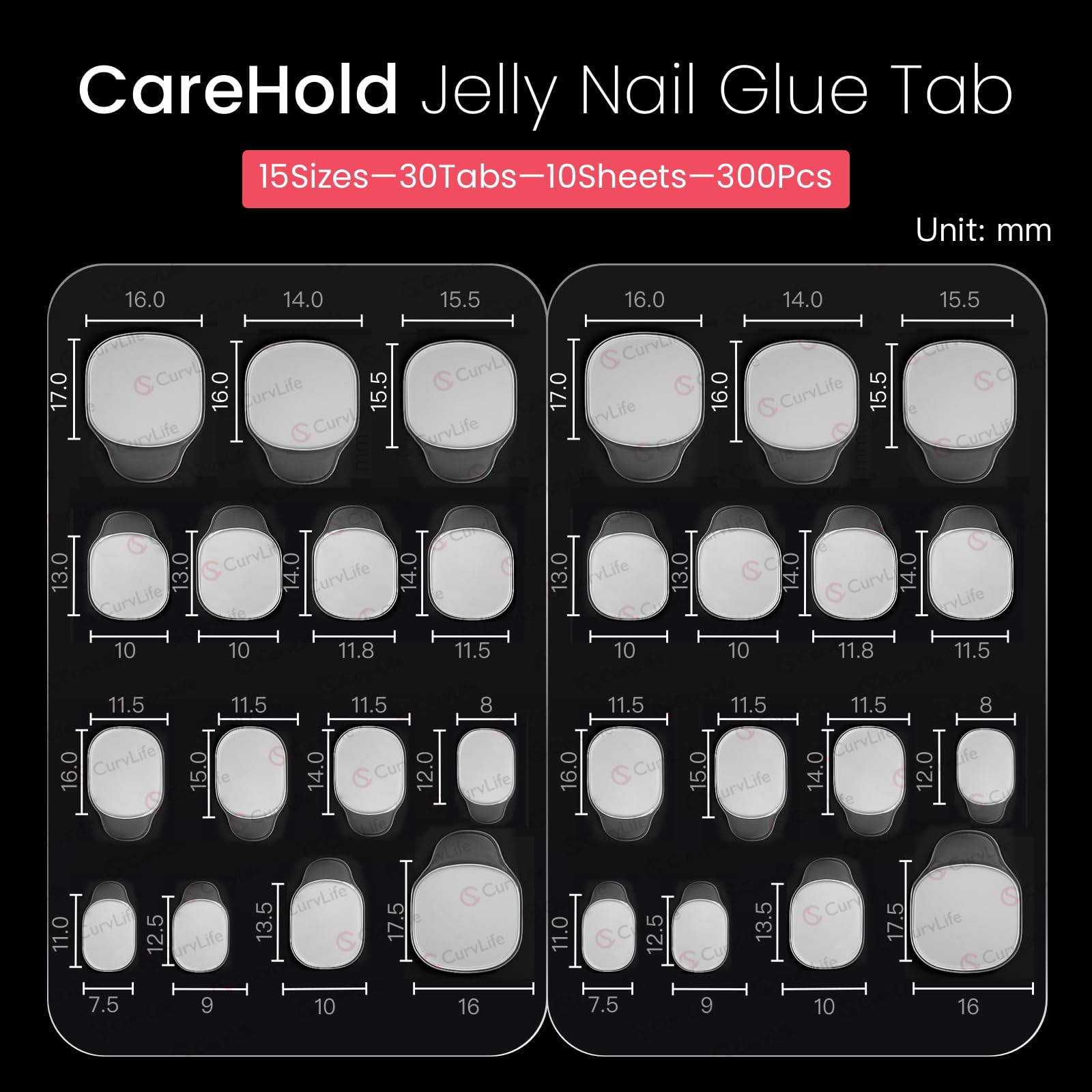CurvLife CareHold Pro variedad de tallas para todos los dedos.