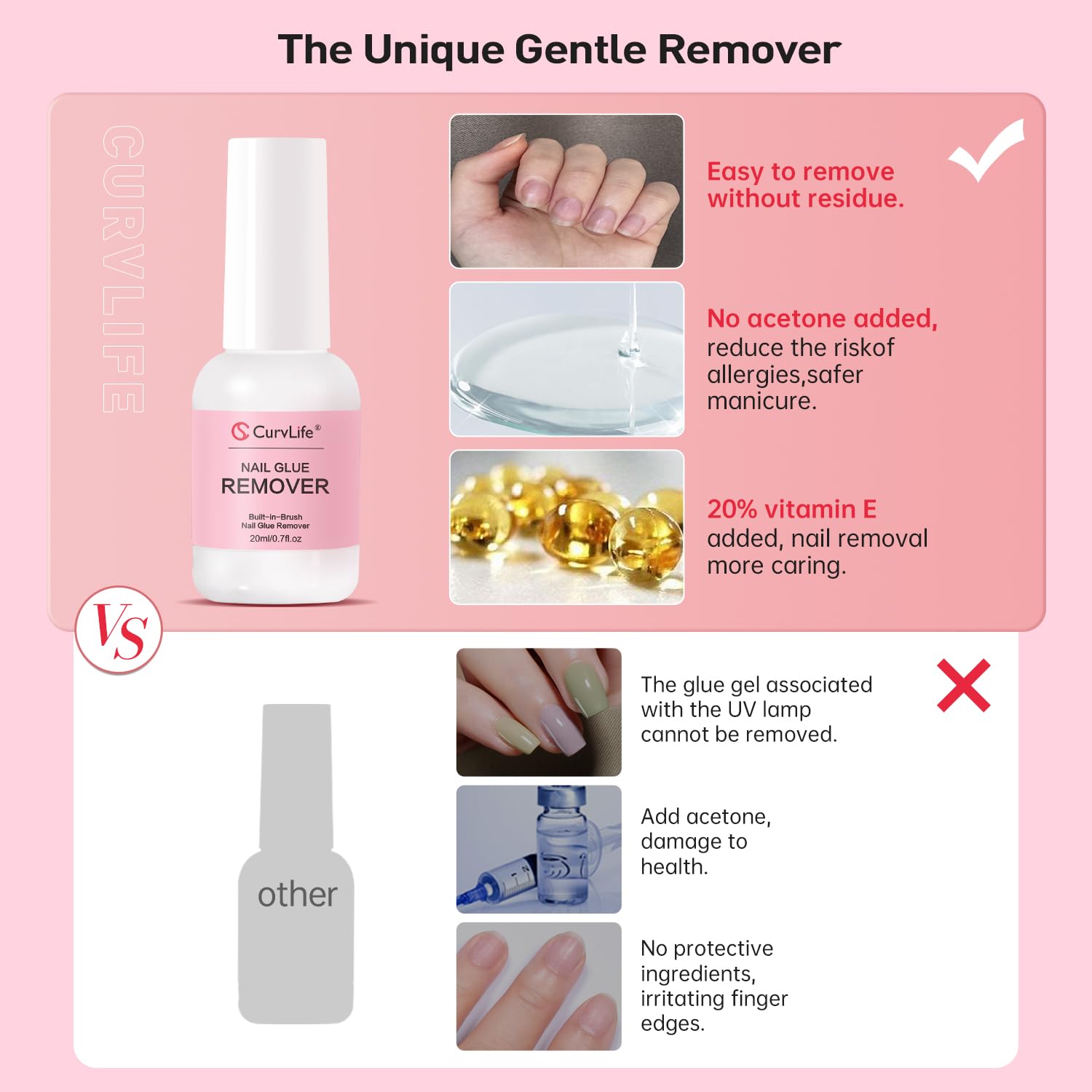 Curvlife dos palillos para remover pegamento con precisión.