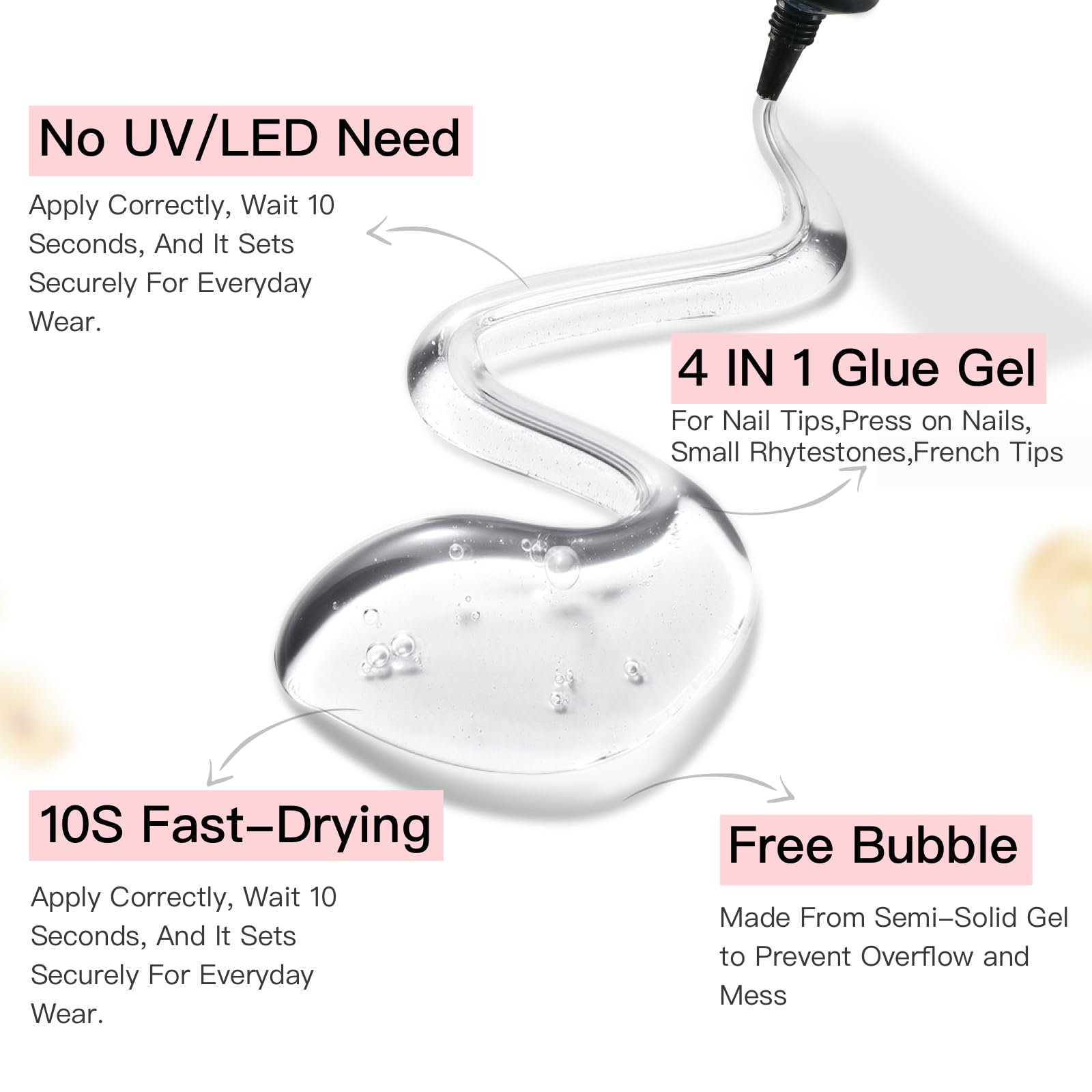 CurvLife adhesivo para uñas postizas, ideal para fijar uñas sin lámpara