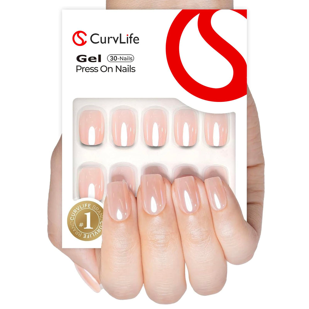 CurvLife uñas press-on, 30 piezas, acabado espejo rosa para uso diario.