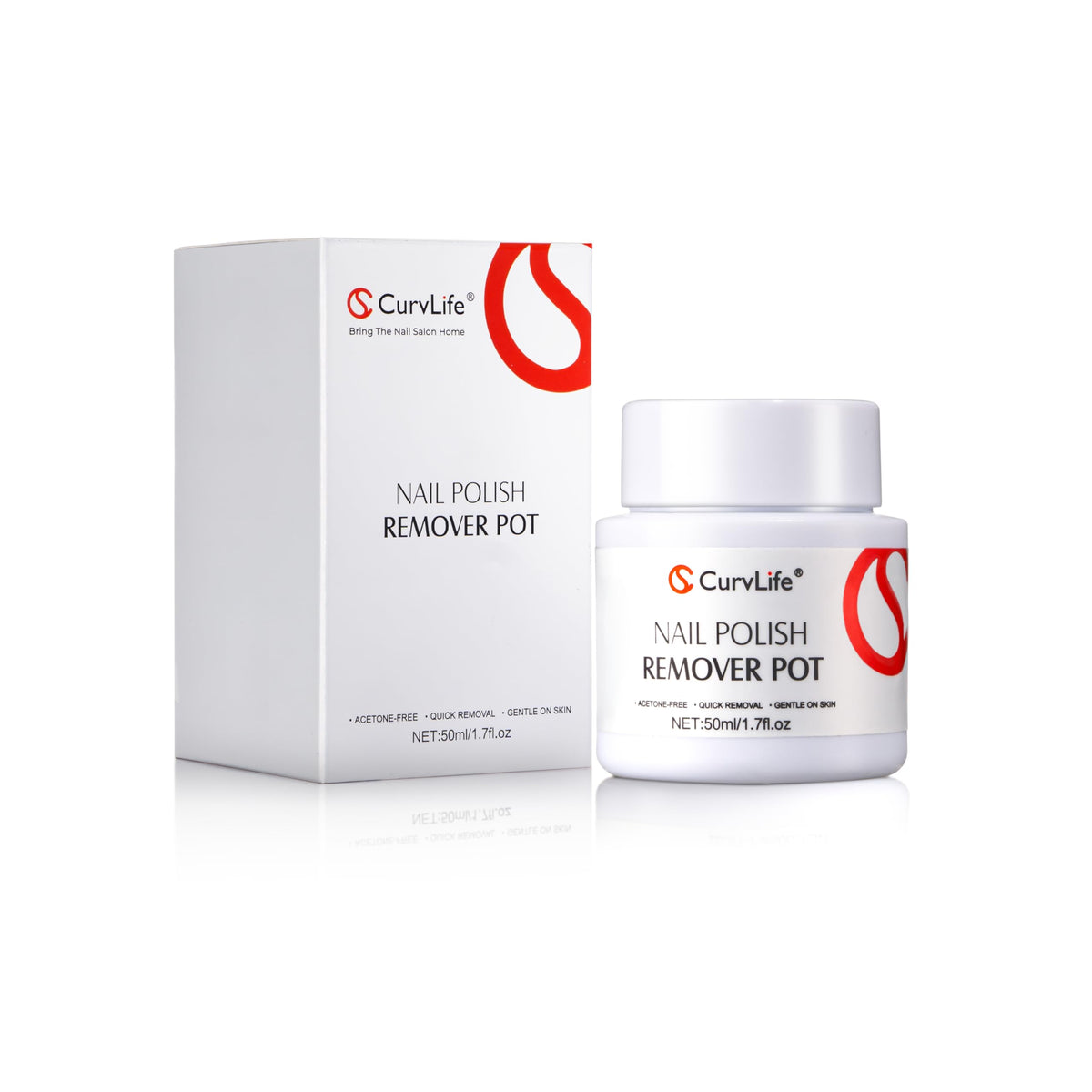 CurvLife removedor-esmalte sin acetona en tarro 50ml para uso cómodo