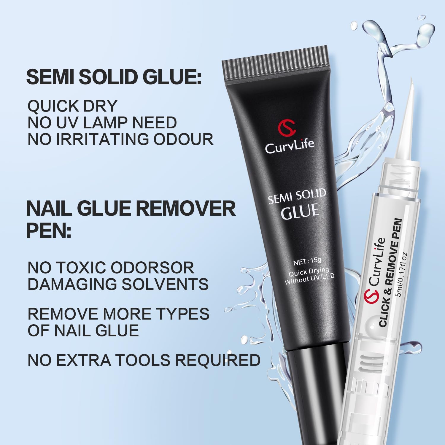 Removedor Curvlife para uñas, bolígrafo 5 ml y función 3 en 1