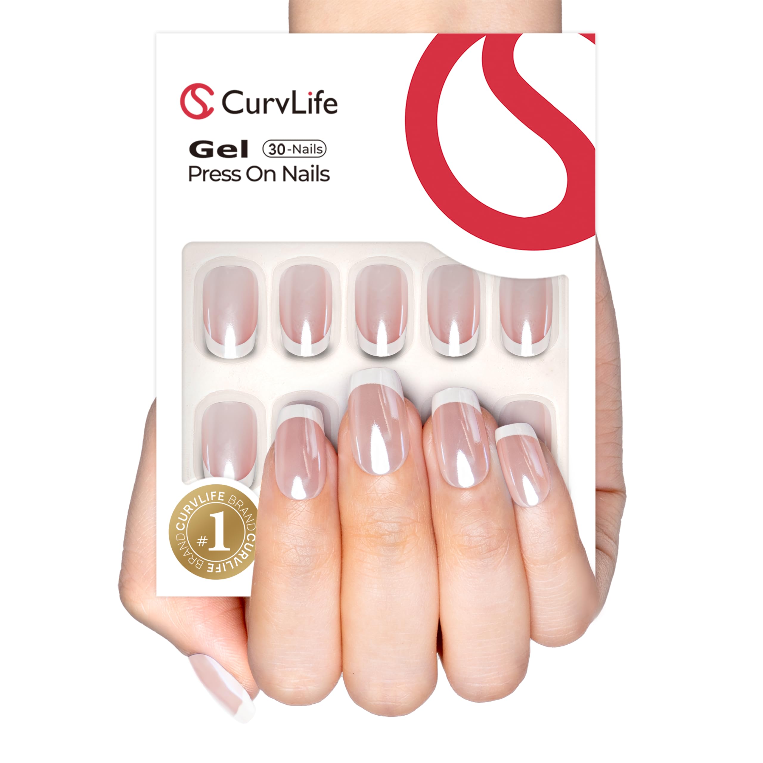 CurvLife uñas acrílicas nude con acabado brillante y natural
