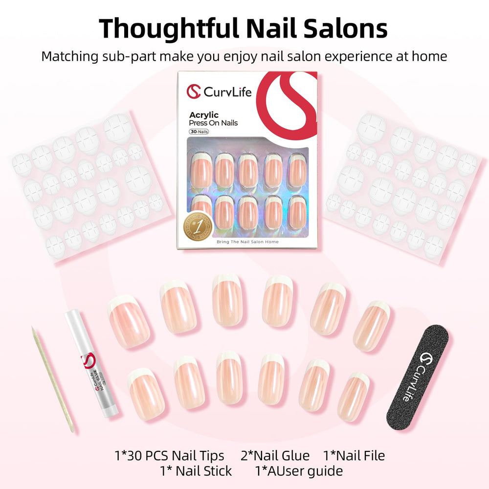 CurvLife detalle de diseño Aurora Frances Apricot para uñas cortas