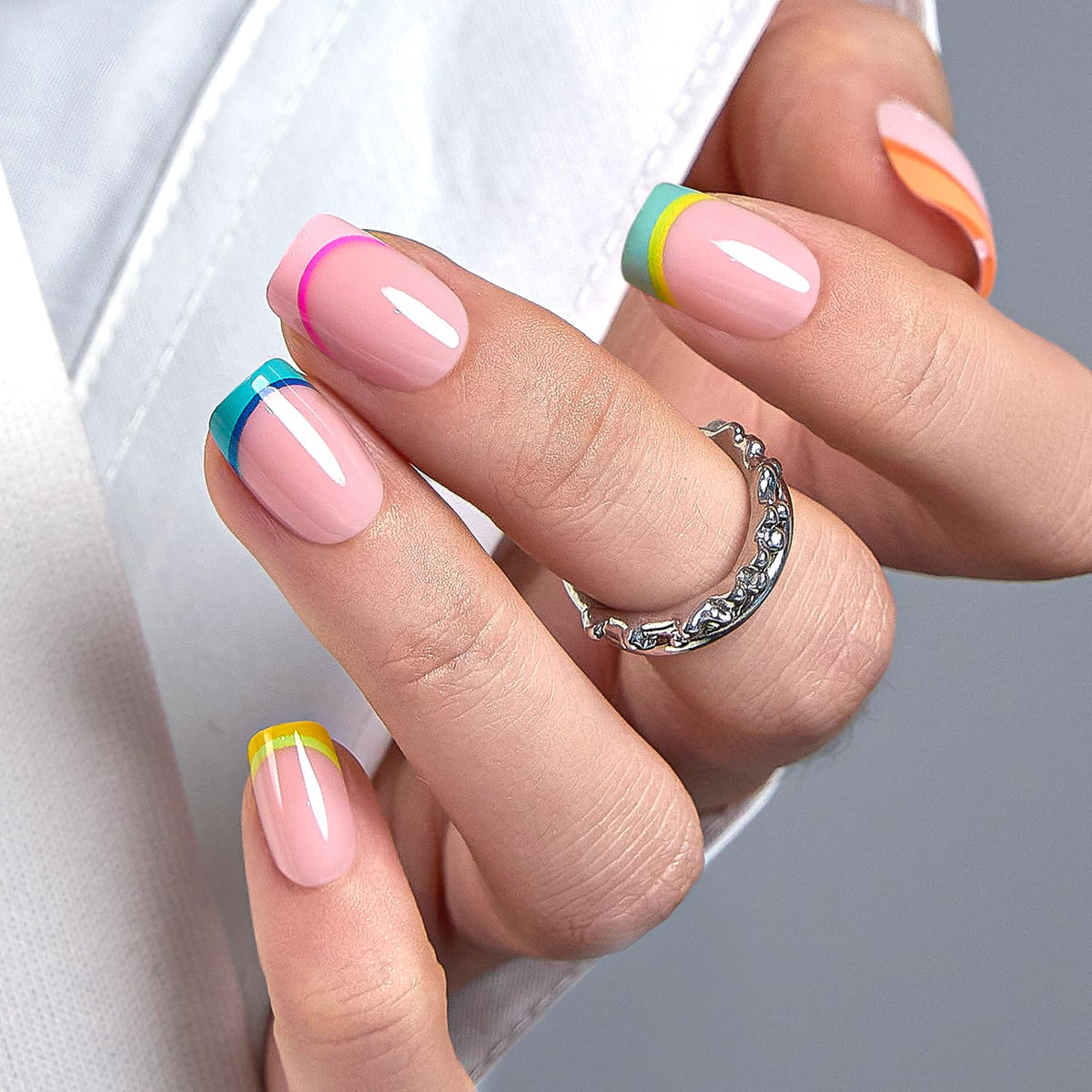 Curvlife uñas gel frances con puntas brillantes para un acabado de salón