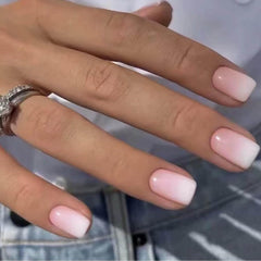 CurvLife uñas postizas cortas cuadradas beige con diseño apricot para uso diario