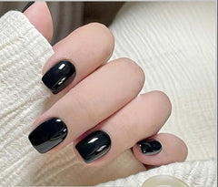 Curvlife uñas postizas en gel con diseño francés negro para un look elegante
