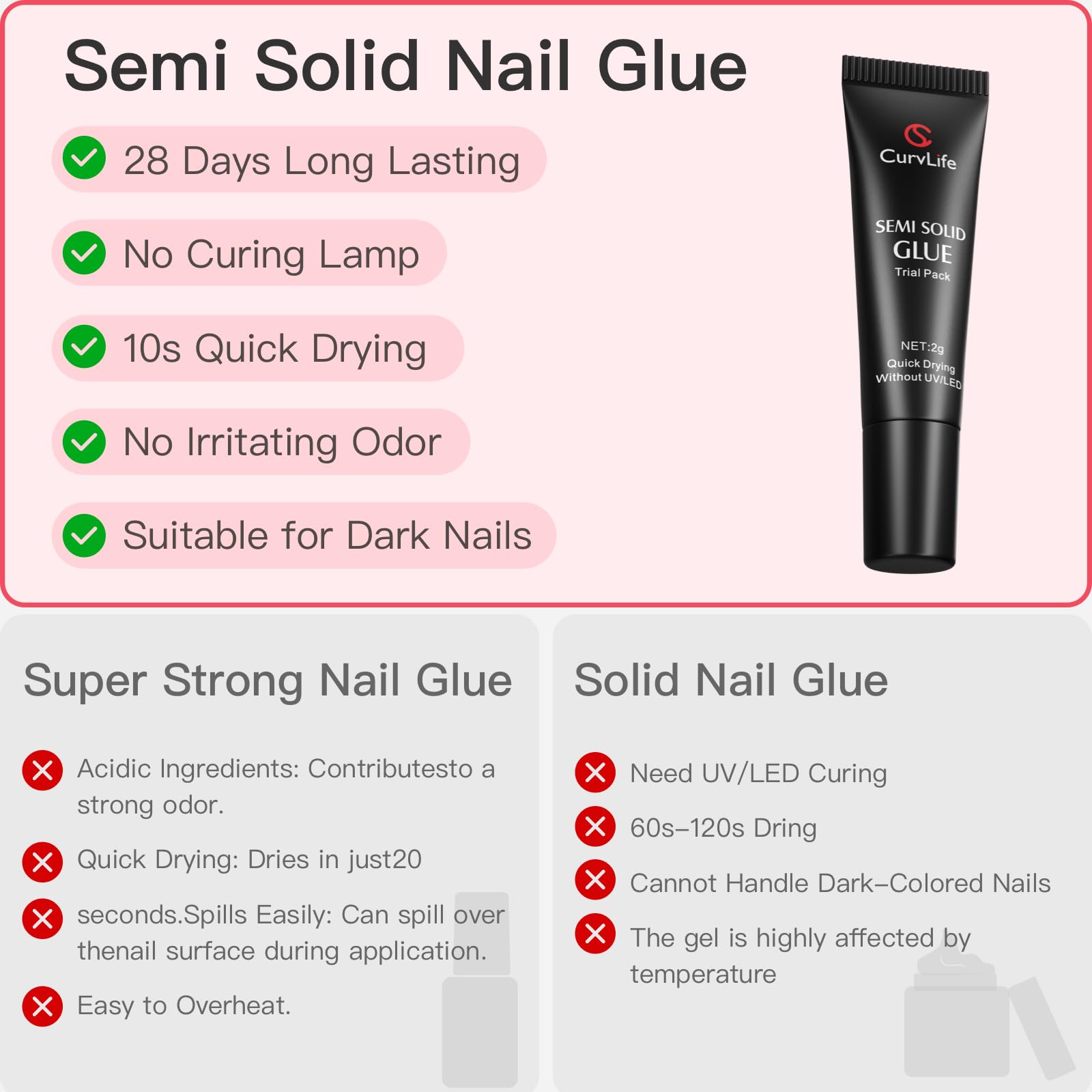 CurvLife uso versatil para uñas postizas y arte de uñas.