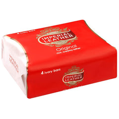 Imperial Leather Cussons paquete4 frente, vista del paquete de cuatro barras para uso diario.