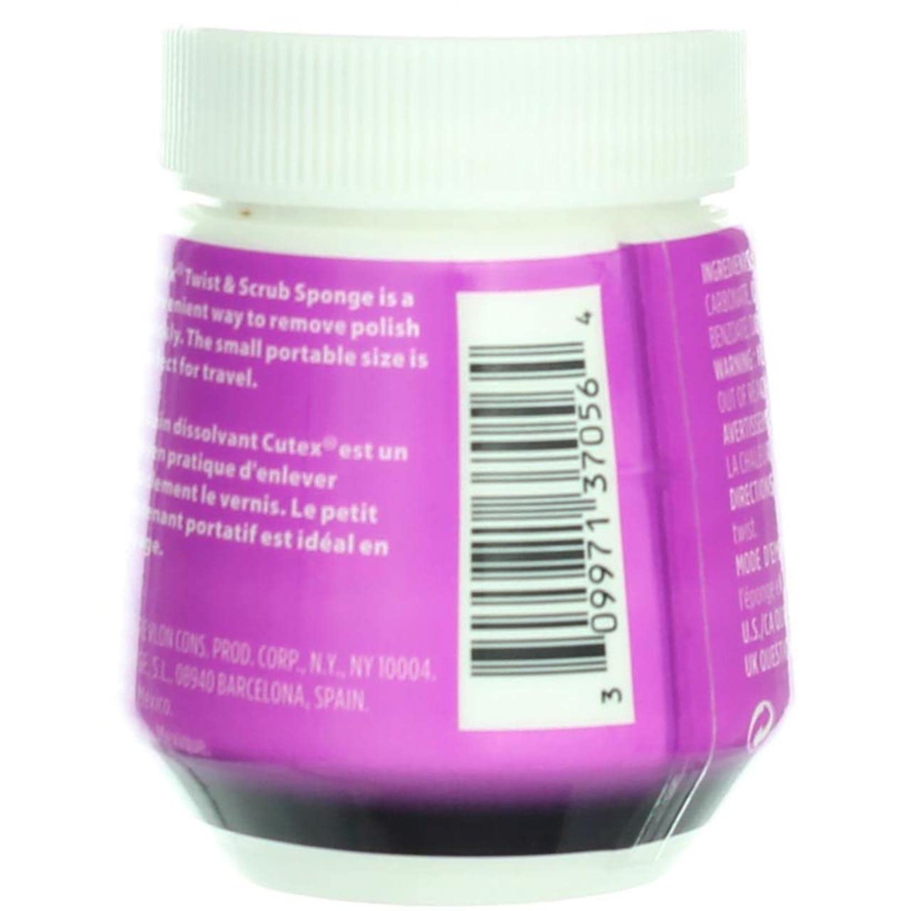 Cutex quitaesmalte Twist & Scrub: etiqueta clara para elegir pack.
