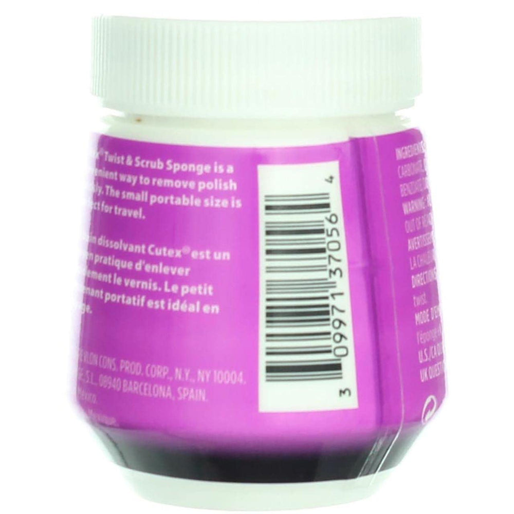 Cutex quitaesmalte Twist & Scrub: etiqueta clara para elegir pack.