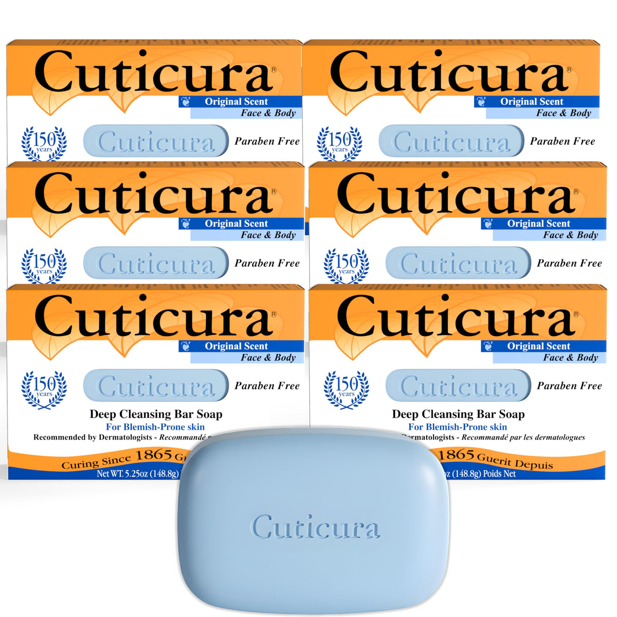 Cuticura Jabón de limpieza profunda para cara y cuerpo, ideal para piel propensa al acné.
