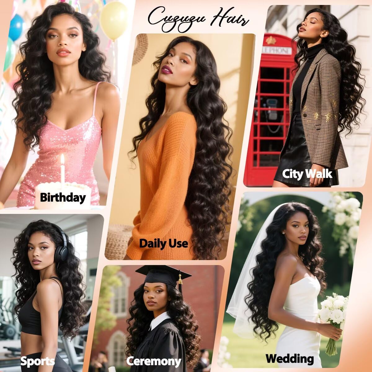 Cuzuzu Mechones Body Wave, densidad completa para look más lleno