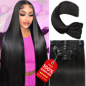 Extensiones CWRDK de pelo Remy natural con prendedores, volumen instantáneo para diario.