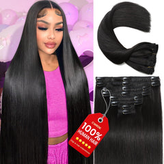 Extensiones CWRDK de pelo Remy natural con prendedores, volumen instantáneo para diario.
