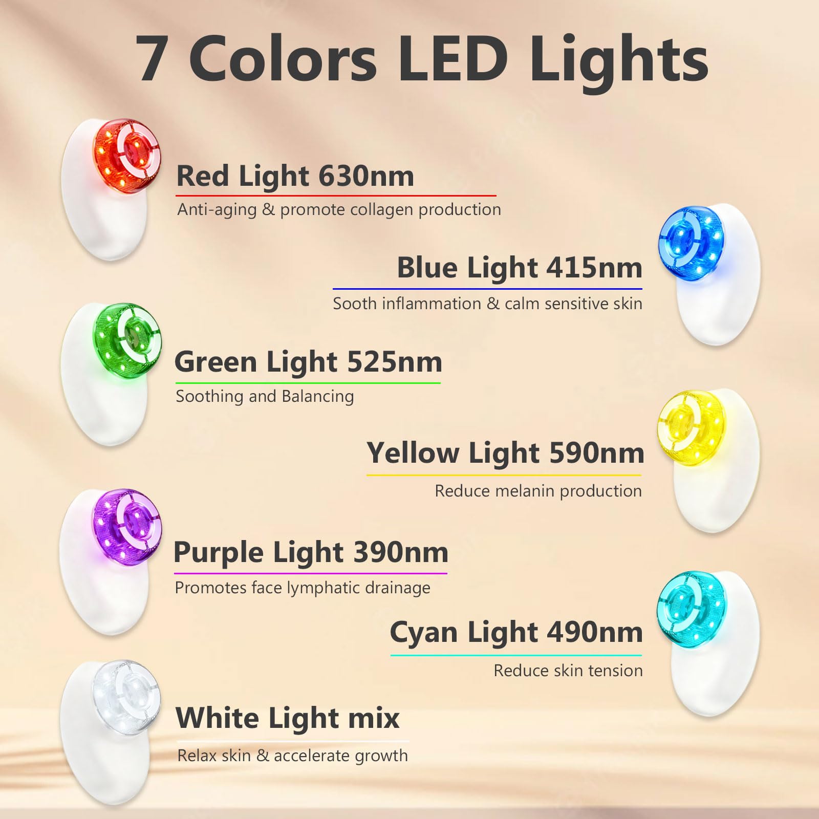 CXGRISE luz de 7 colores para terapia facial y revitalización cutánea.