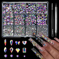 Cycullinyt cristales uñas 1660pcs AB con 8 formas para diseños llamativos