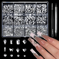 Cycullinyt diamantes uñas 3D, 8 formas para uñas y manualidades.