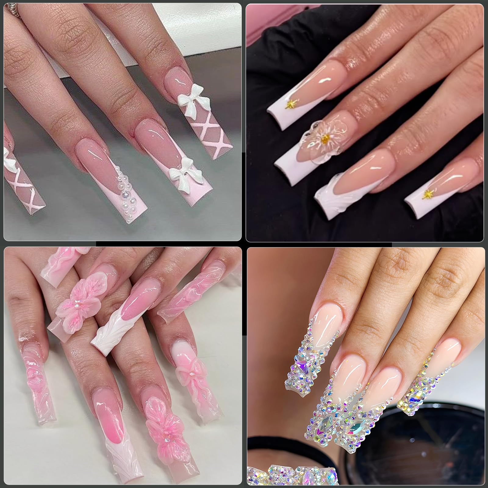 Uñas falsas claras Cycullinyt, forma 3XL para uñas grandes.