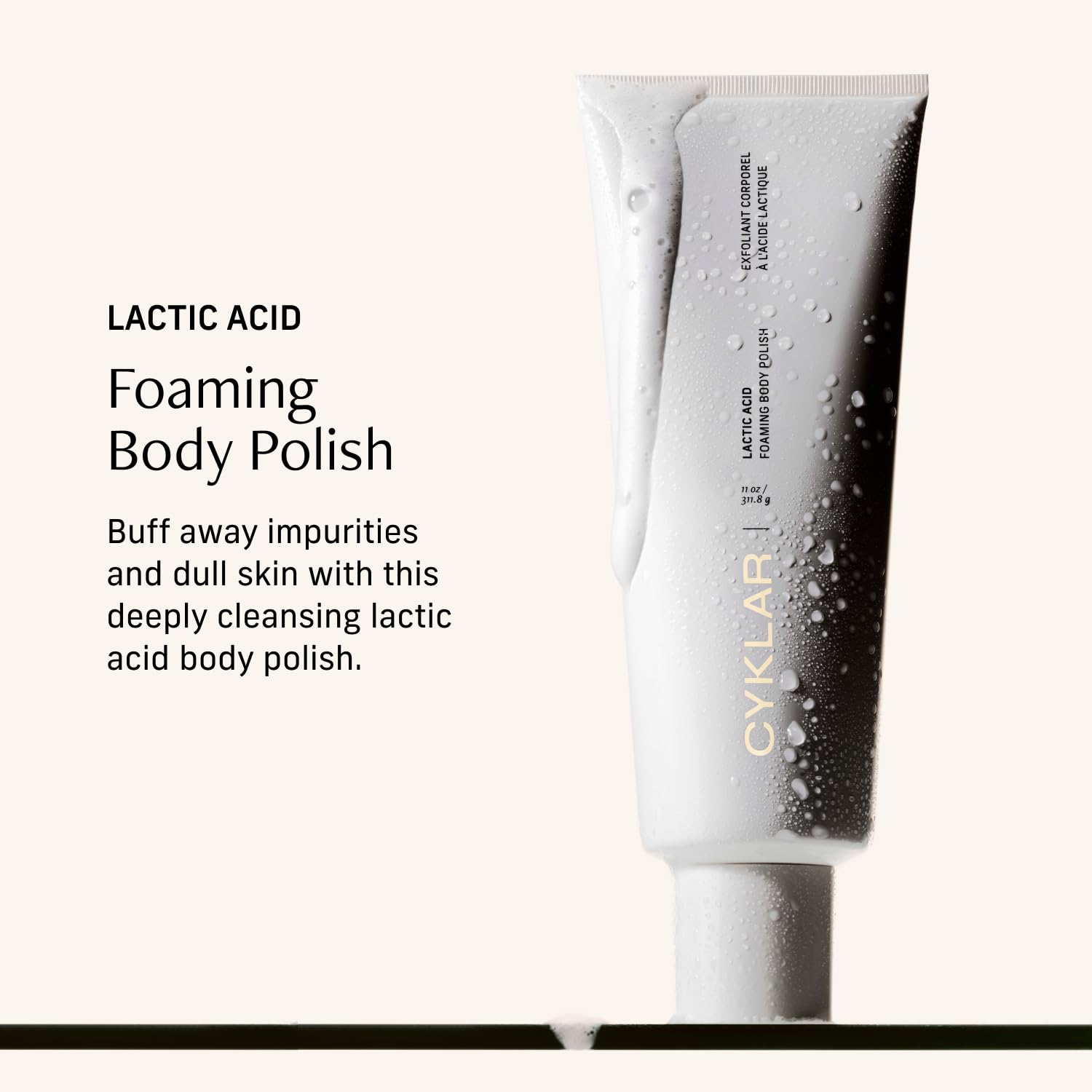 CYKLAR espuma corporal cremosa, exfoliación agradable al tacto