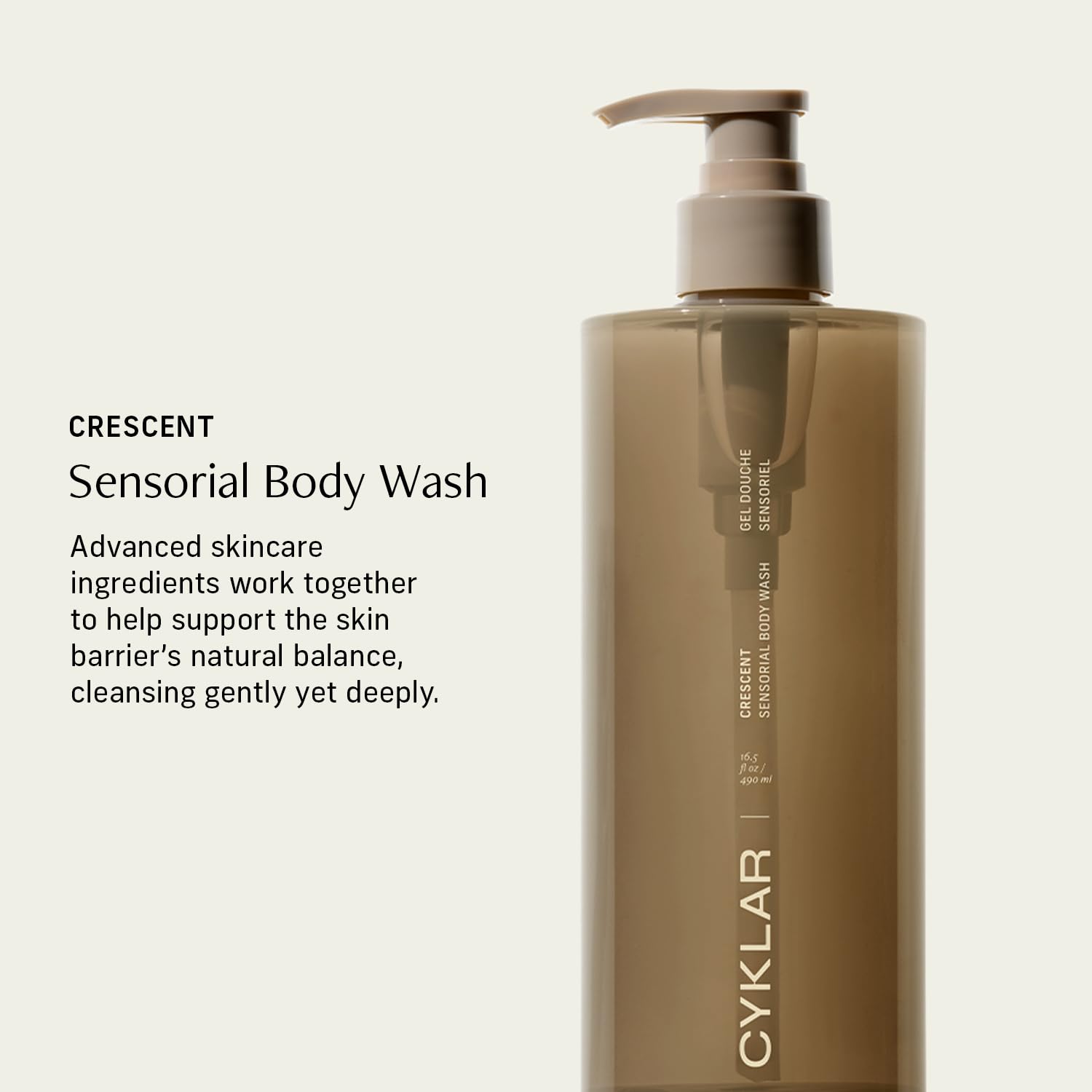 Espuma sedosa de CYKLAR Sensorial Body Wash para limpieza suave.