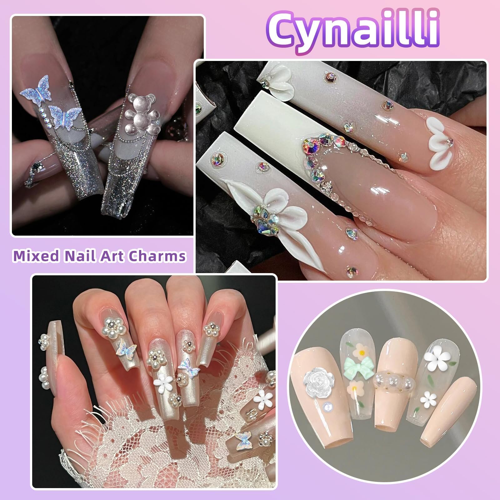 Caja de Cynailli con charms y pedrería, ideal para empezar proyectos de manualidades.