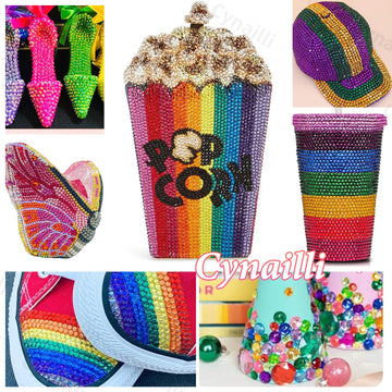 Piedras Cynailli para decorar tazas y botellas con brillo intenso.