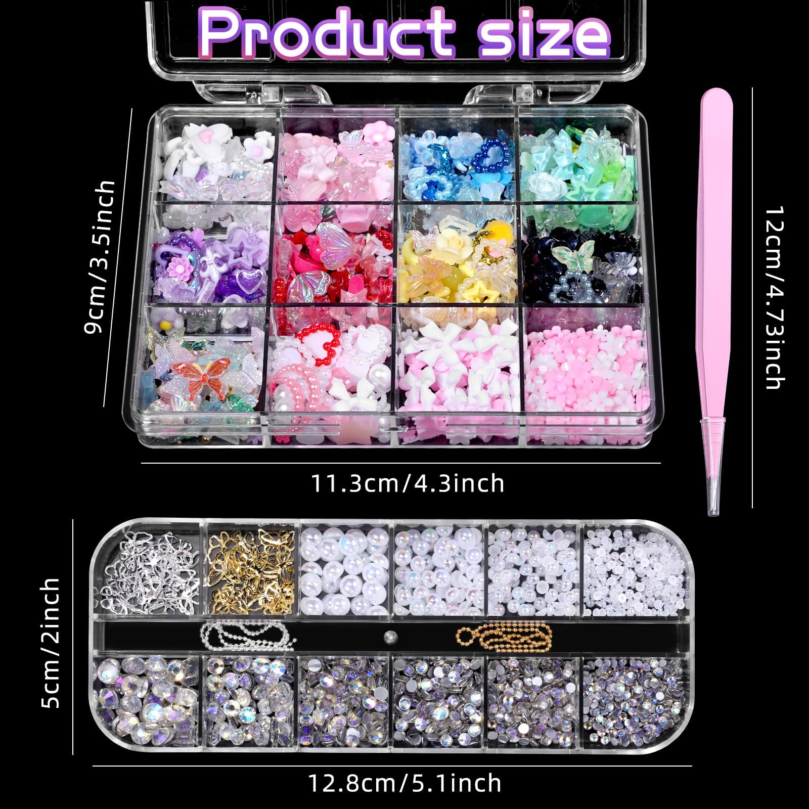 Perlas planas y gemas flatback de Cynailli para uñas, aportan brillo suave.