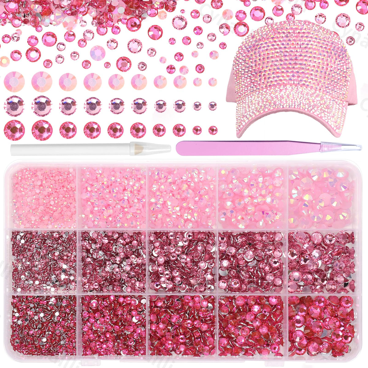 Piedras rosadas Cynailli 2mm para manualidades brillantes.