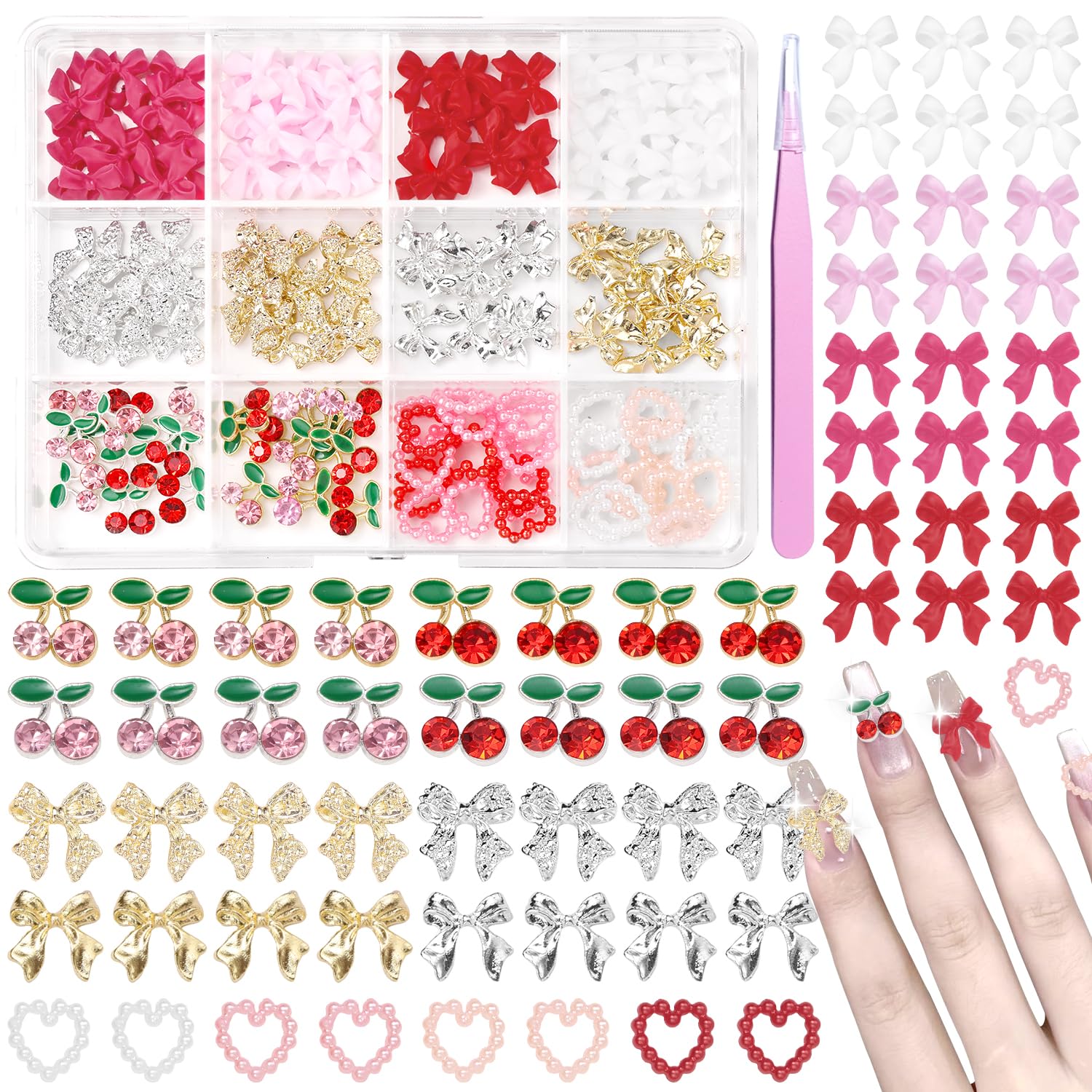 Joyas para uñas Cynailli Valentín con lazo corazón para estilo único