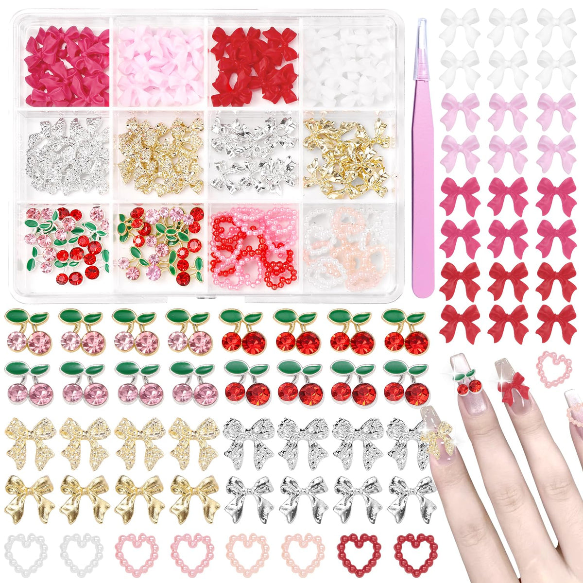 Joyas para uñas Cynailli Valentín con lazo corazón para estilo único