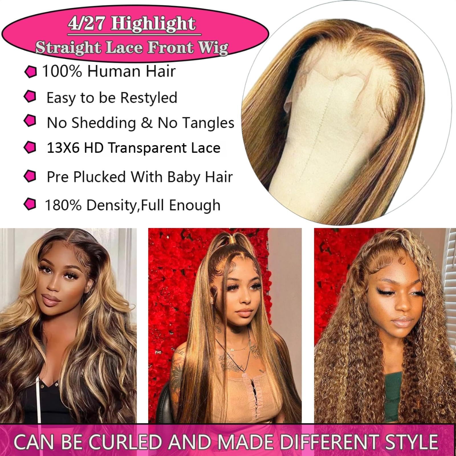 Cypha Honey blonde HD lace front wig 13x6 offers seamless part.