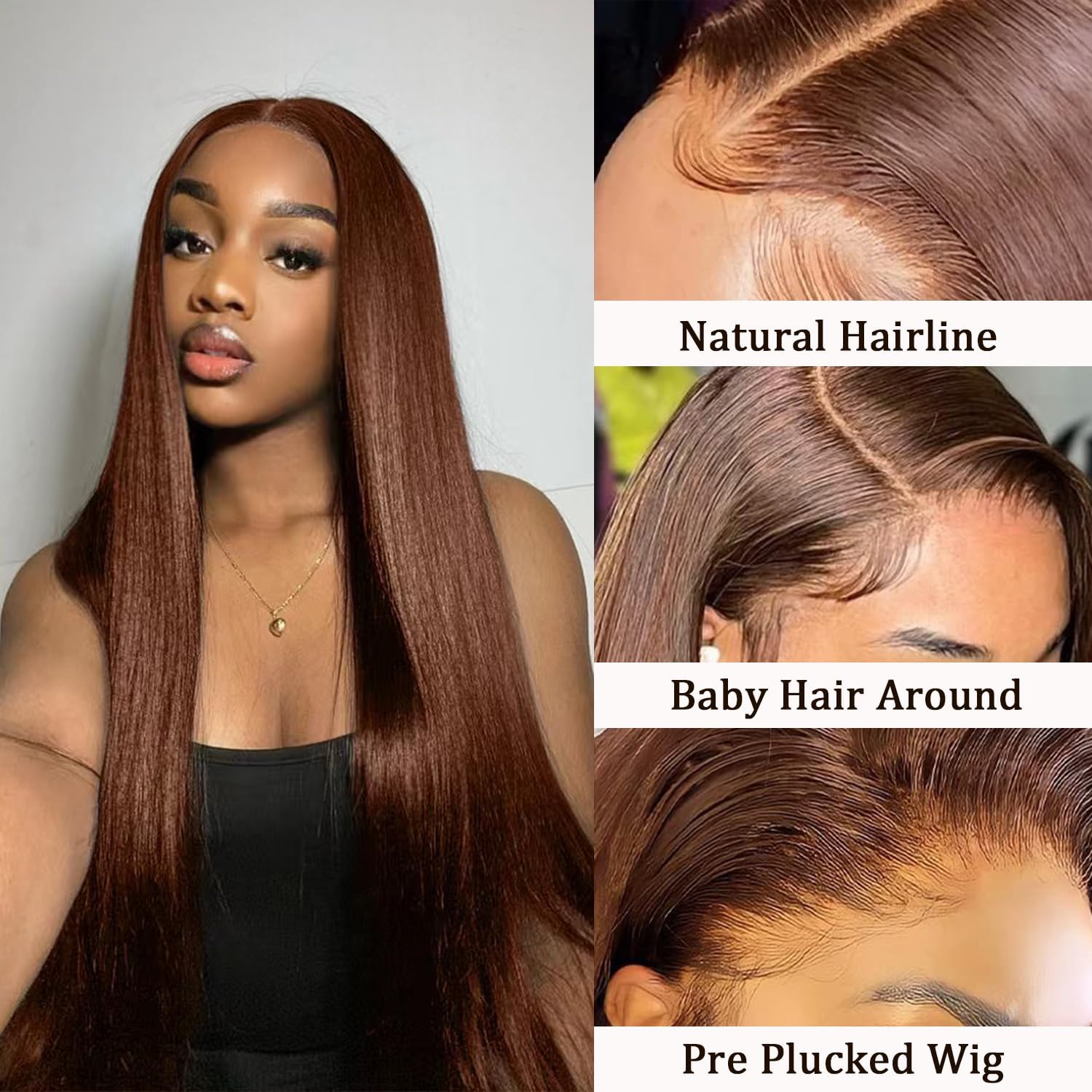 peluca cypha frontal hd transparente 13x6 marron chocolate ideal para raya natural