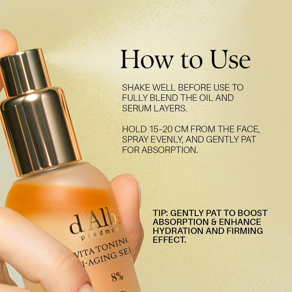 d'alba Piedmont Vita Toning Spray - envase de 70 ml para viajes.