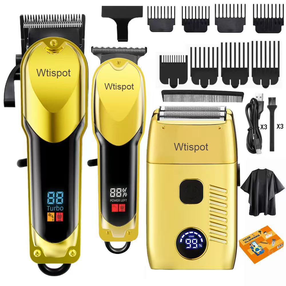 Dabetechts set de cortapelos para hombre, frente metalizado, ideal para arreglos caseros.