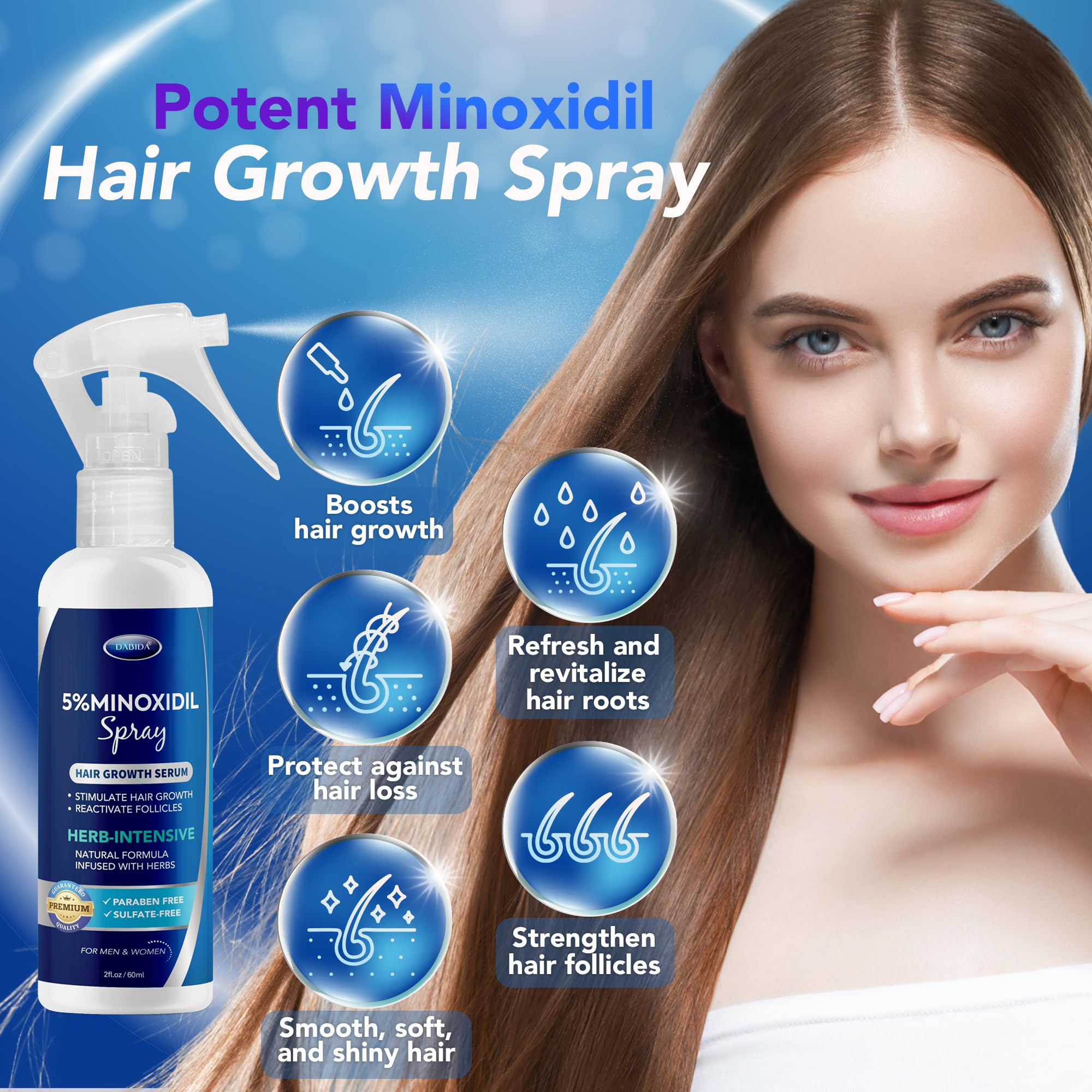 DABIDA hair regrowth progress visual depicting potential results.