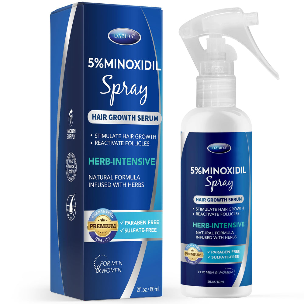 DABIDA Minoxidil spray bottle close-up for precise application.
