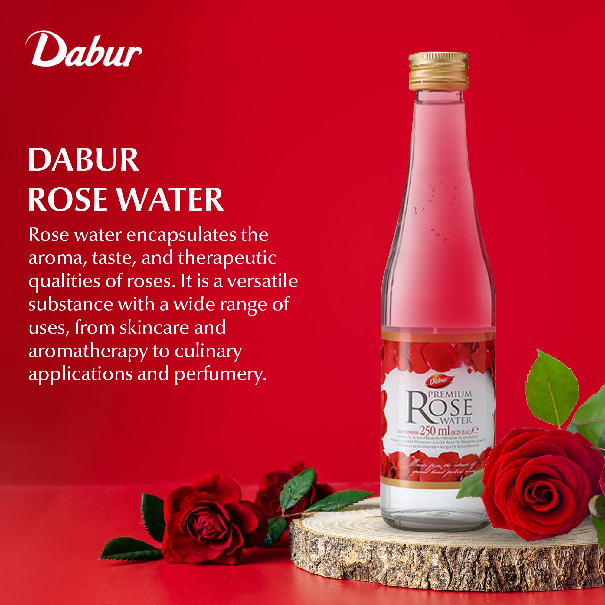 Dabur Agua de Rosas, niebla facial en acción, refresca y tonifica suave