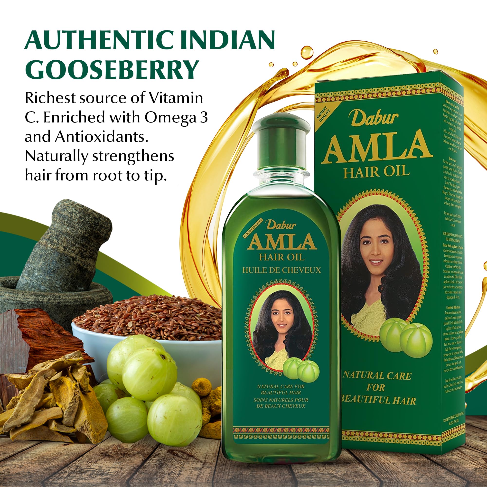 Dabur Aceite capilar de amla, textura nutritiva para cabello suave