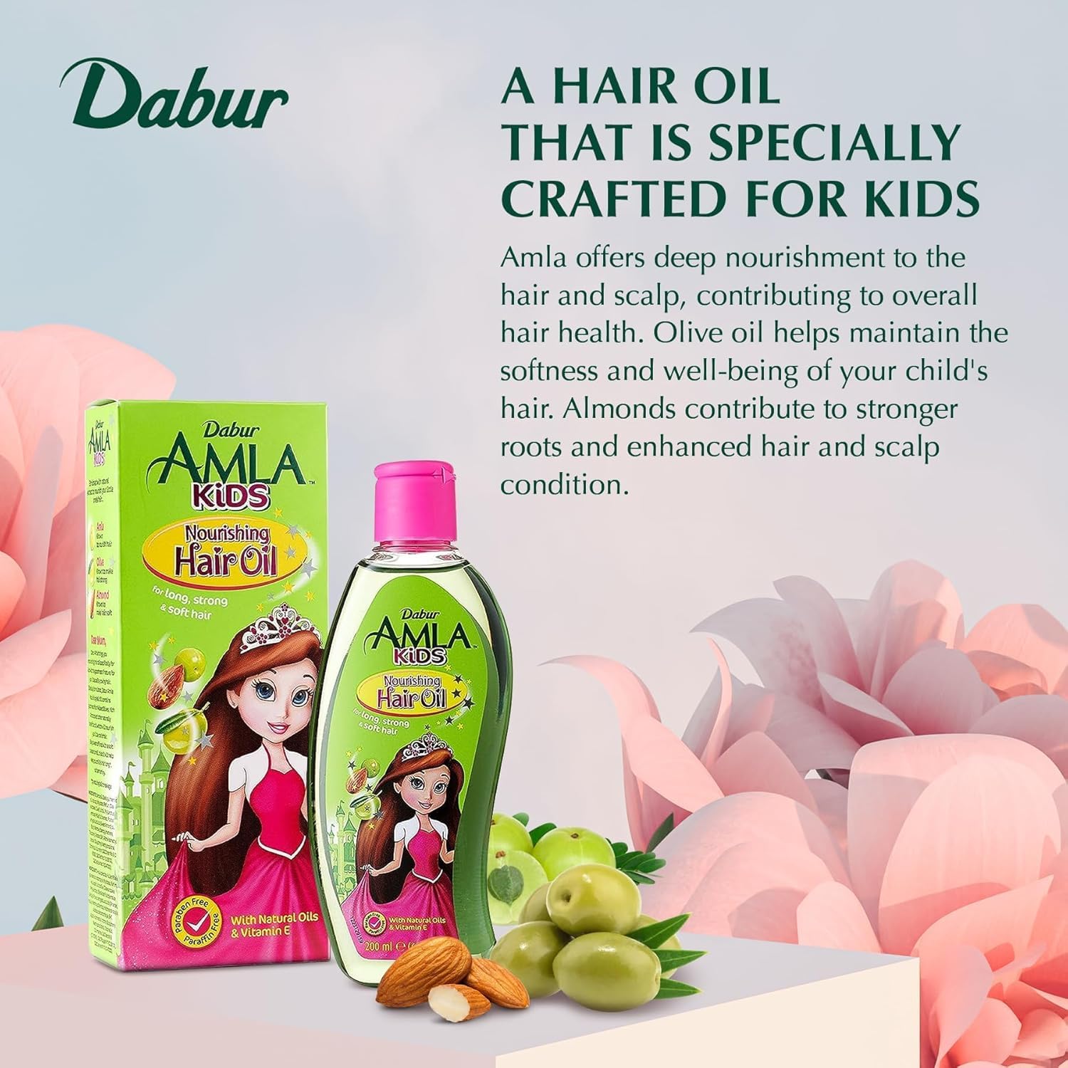Dabur Amla para niños: cabello ligero y brillante, resultado manejable.