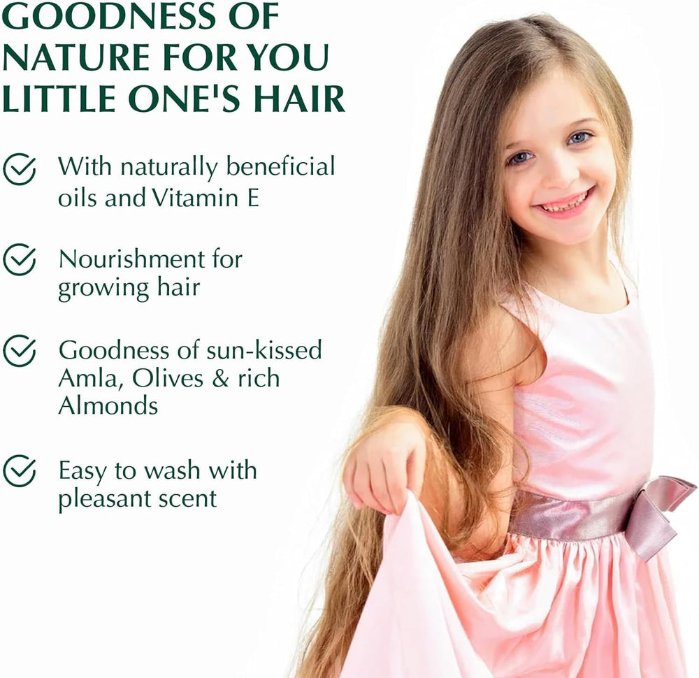 Dabur Amla para niños: masaje nutritivo que favorece la salud capilar.