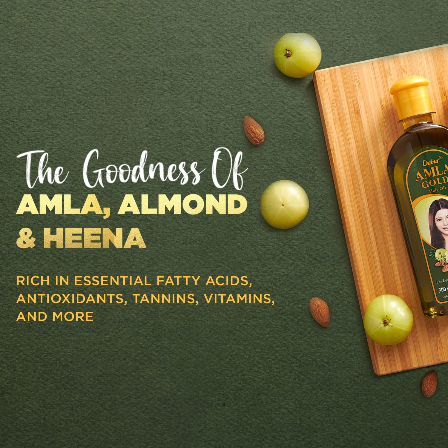Dabur Vatika Naturals Amla, aceite para brillo y suavidad en mechones.