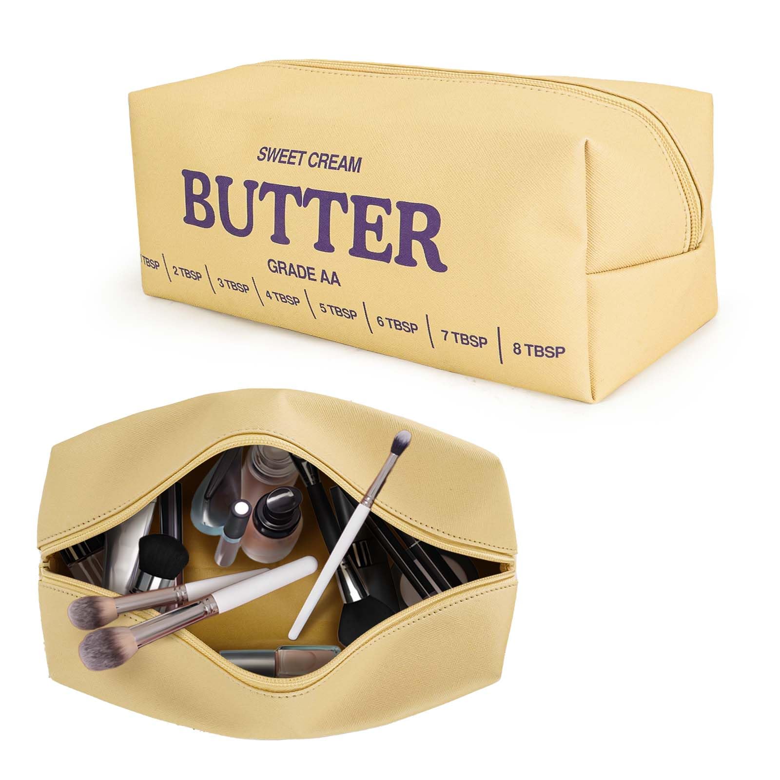 Dadop bolso maquillaje mantequilla, diseño divertido y doble cara para viajes.