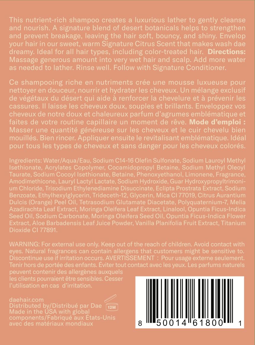 DAE Signature Shampoo detoxifica el cuero cabelludo para brillo suave
