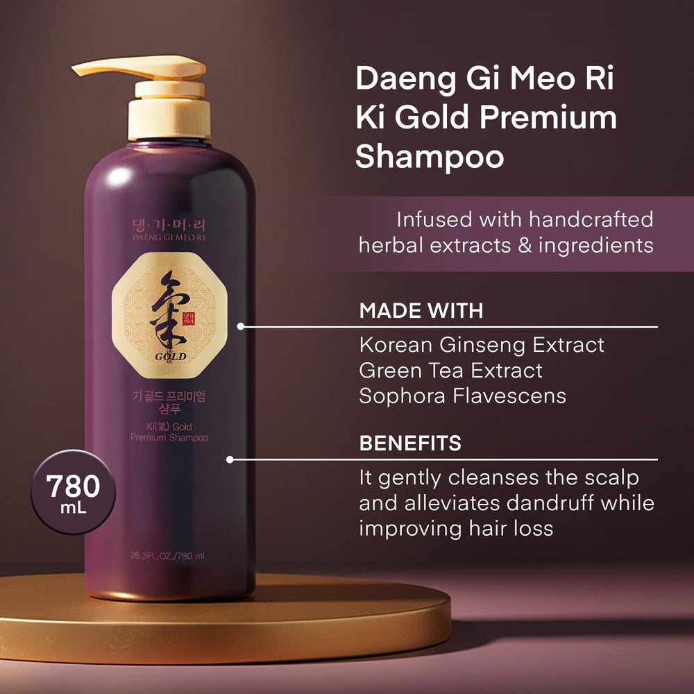 Daeng Gi Meo Ri Ki Gold Premium Shampoo, textura de espuma suave para lavado diario.