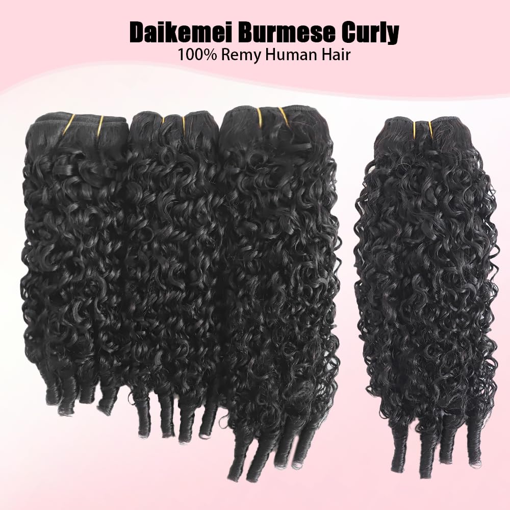 Daikemei Burmese Curly Bundles 18 pulgadas: longitud versátil para peinados de volumen suave.