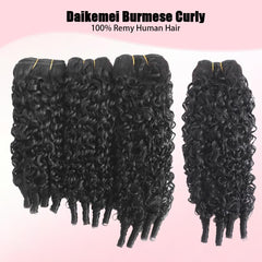 Daikemei Burmese Curly Bundles 18 pulgadas: longitud versátil para peinados de volumen suave.